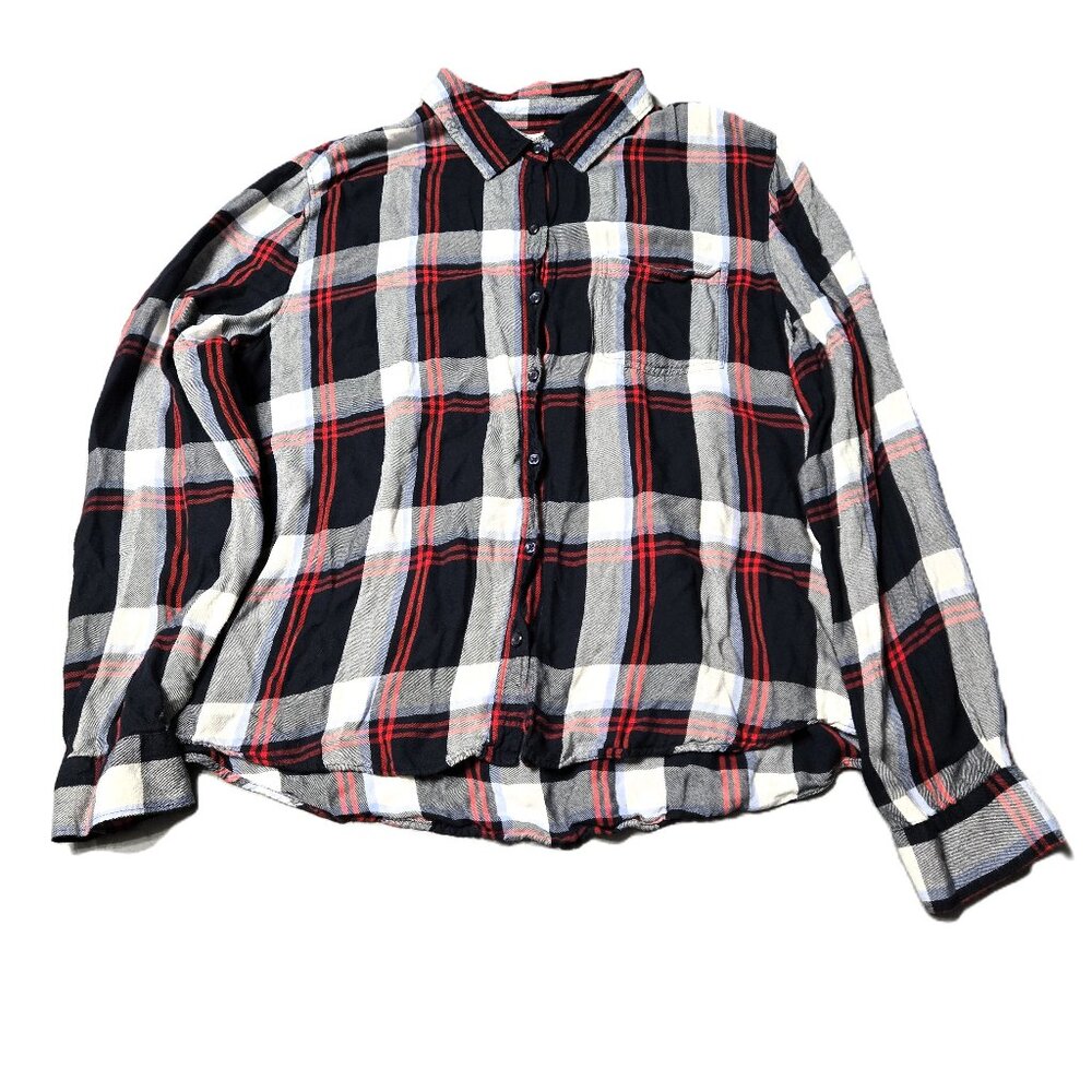 Kensie Jeans Sz Large Womens Plaid Button Down Flannel